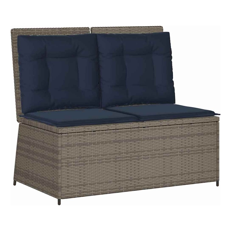 vidaXL Poly Rattan Small Garden Bench in Gray