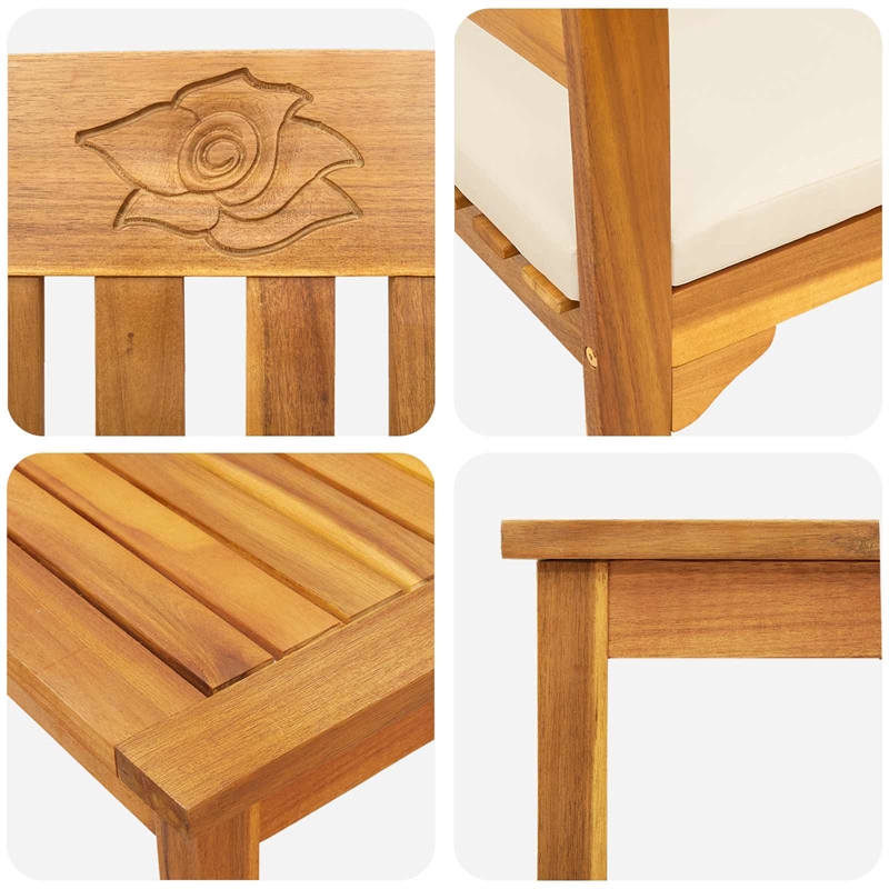 vidaXL Solid Acacia Wood Lounge Set with Cushions in Borwn