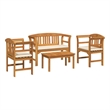 vidaXL Solid Acacia Wood Lounge Set with Cushions in Borwn