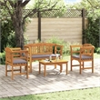 vidaXL Solid Acacia Wood Lounge Set with Cushions in Borwn