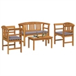 vidaXL Solid Acacia Wood Lounge Set with Cushions in Borwn