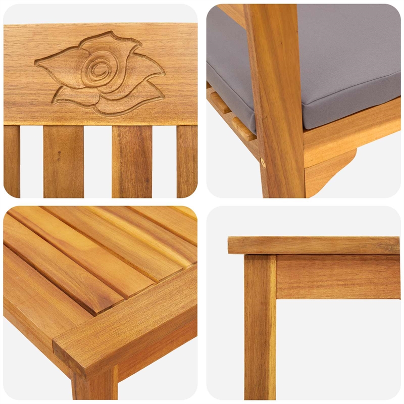 vidaXL Solid Acacia Wood Lounge Set with Cushions in Borwn