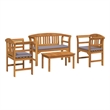 vidaXL Solid Acacia Wood Lounge Set with Cushions in Borwn