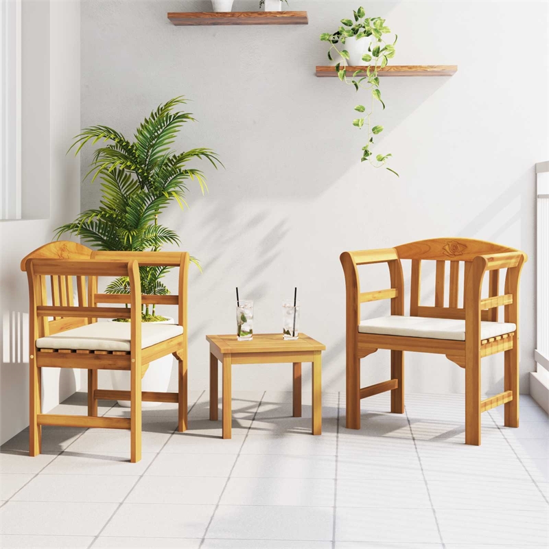 vidaXL Solid Acacia Wood Lounge Set with Cushions in Borwn