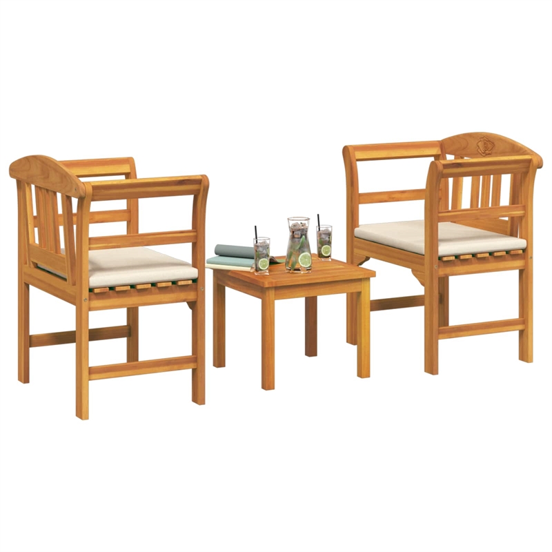 vidaXL Solid Acacia Wood Lounge Set with Cushions in Borwn