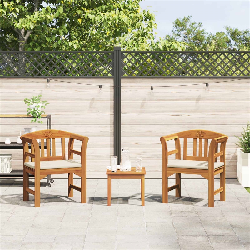 vidaXL Solid Acacia Wood Lounge Set with Cushions in Borwn