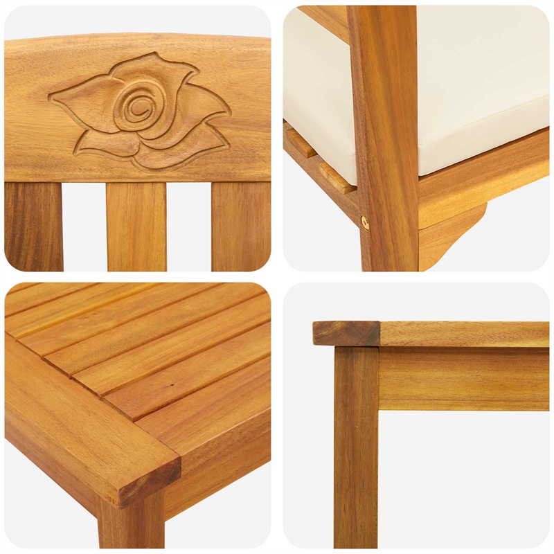 vidaXL Solid Acacia Wood Lounge Set with Cushions in Borwn