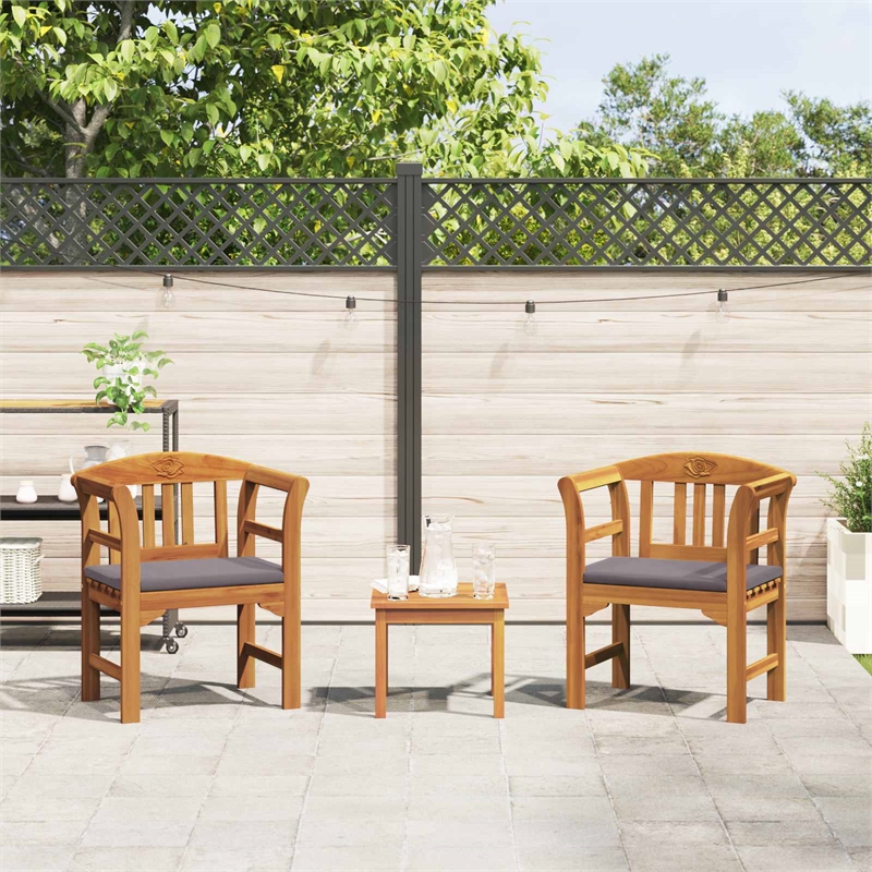 vidaXL Solid Acacia Wood Lounge Set with Cushions in Borwn