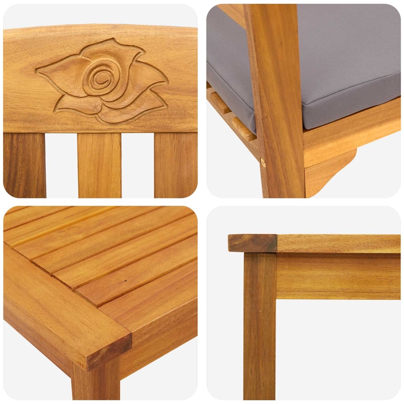 vidaXL Solid Acacia Wood Lounge Set with Cushions in Borwn