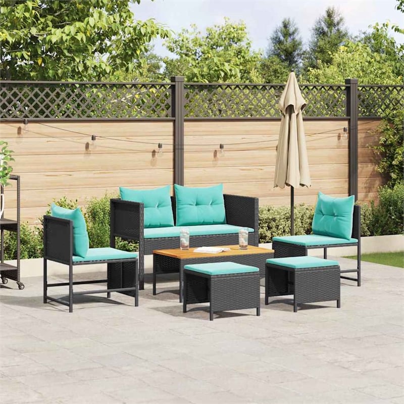 vidaXL Poly Rattan Sofa Set in Black