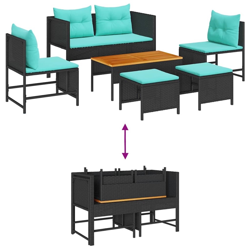 vidaXL Poly Rattan Sofa Set in Black