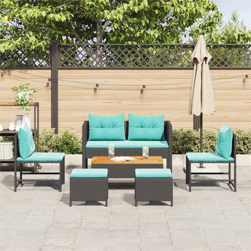 vidaXL Poly Rattan Sofa Set in Black