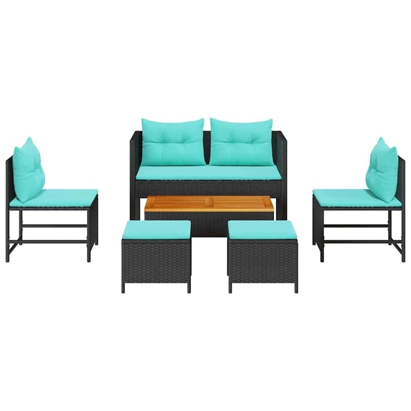 vidaXL Poly Rattan Sofa Set in Black