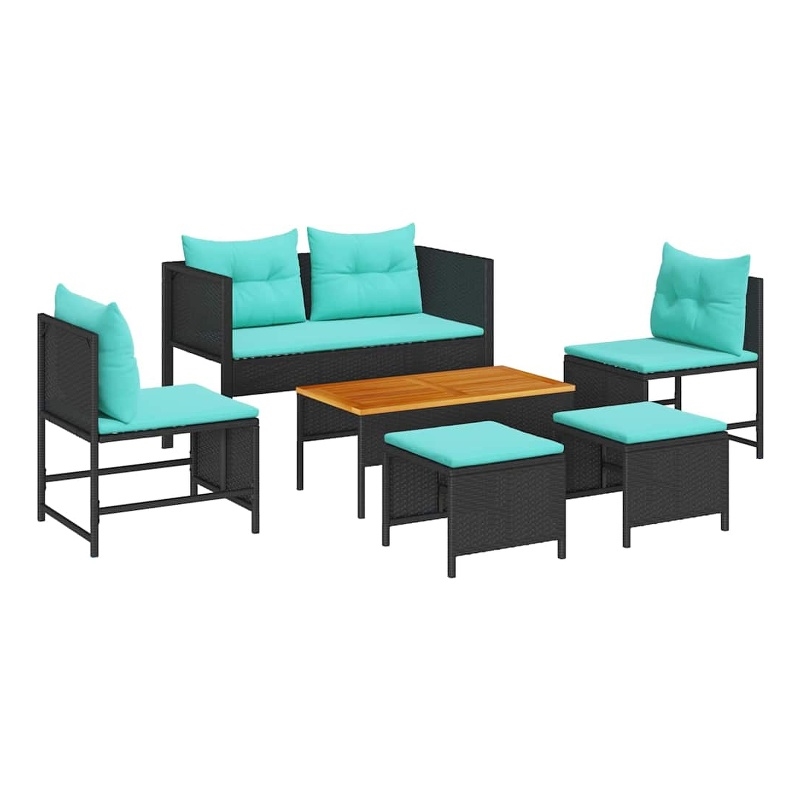 vidaXL Poly Rattan Sofa Set in Black