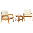 vidaXL Solid Acacia Wood Bistro Set with Cushions in Brown