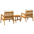 vidaXL Solid Acacia Wood Bistro Set with Cushions in Brown