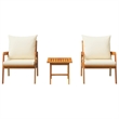 vidaXL Solid Acacia Wood Bistro Set with Cushions in Brown