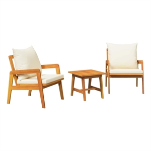 vidaXL Solid Acacia Wood Bistro Set with Cushions in Brown