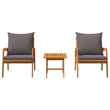 vidaXL Solid Acacia Wood Bistro Set with Cushions in Brown