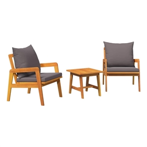 vidaXL Solid Acacia Wood Bistro Set with Cushions in Brown
