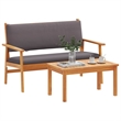 vidaXL Solid Acacia Wood Sofa Set with Cushions in Anthracite