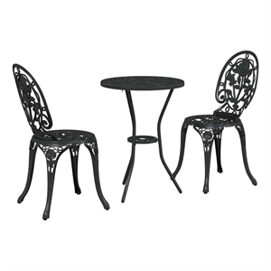 vidaXL Aluminum Bistro Set in Black