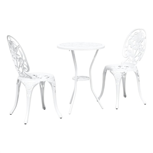 vidaXL Aluminum Bistro Set in White