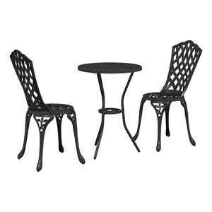 vidaXL Aluminum Bistro Set in Black