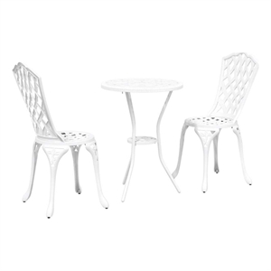 vidaXL Aluminum Bistro Set in White
