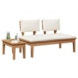 vidaXL 2 PC Wood Garden Bench in with Cushions in Brown/Cream