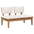 vidaXL 2 PC Wood Garden Bench in with Cushions in Brown/Cream