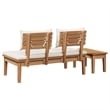 vidaXL 2 PC Wood Garden Bench in with Cushions in Brown/Cream