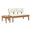 vidaXL 2 PC Wood Garden Bench in with Cushions in Brown/Cream