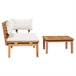 vidaXL 2 PC Wood Garden Bench in with Cushions in Brown/Cream