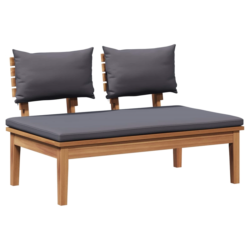 vidaXL 2 PC Wood Garden Bench in with Cushions in Gray/Brown