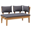 vidaXL 2 PC Wood Garden Bench in with Cushions in Gray/Brown
