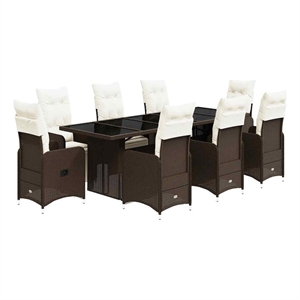 vidaXL Poly Rattan Large Bistro Set in Brown