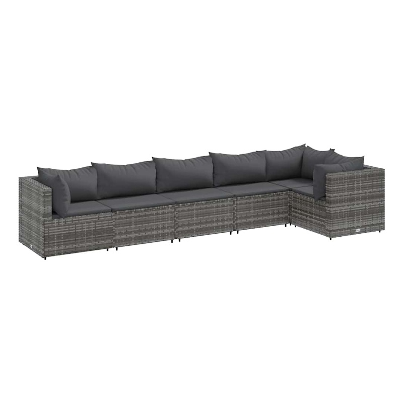 vidaXL 6 Piece Poly Rattan Lounge Set in Gray/Anthracite