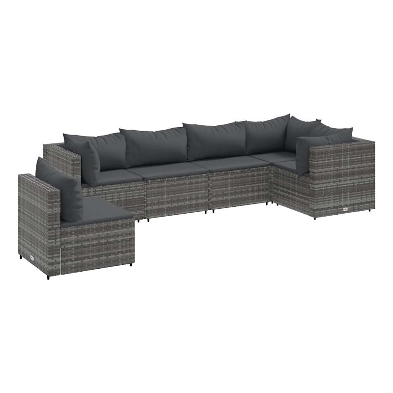 vidaXL 6 Piece Poly Rattan Lounge Set in Gray/Anthracite