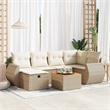vidaXL 7 Piece Solid Acacia Wood Sofa Set in White/Cream/Beige