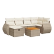 vidaXL 7 Piece Solid Acacia Wood Sofa Set in White/Cream/Beige
