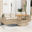 vidaXL 5 Piece Solid Acacia Wood Sofa Set in White/Cream/Beige