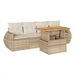vidaXL 5 Piece Solid Acacia Wood Sofa Set in White/Cream/Beige