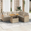 vidaXL 7 Piece Solid Acacia Wood Sofa Set in White/Cream/Beige