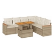 vidaXL 7 Piece Solid Acacia Wood Sofa Set in White/Cream/Beige