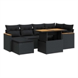 vidaXL 7 Piece Solid Acacia Wood Sofa Set in Black