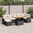 vidaXL 8 Piece Solid Acacia Wood Sofa Set in Black/White/Cream