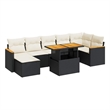 vidaXL 8 Piece Solid Acacia Wood Sofa Set in Black/White/Cream