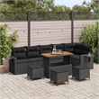 vidaXL Solid Acacia Wood Sofa Set with Cushions in Black