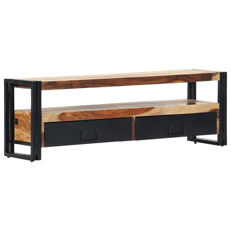 vidaXL Solid Wood TV Cabinet with Storage in Brown